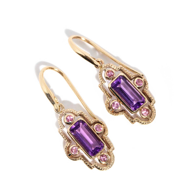 Iris Tourmaline & Amethyst Drop Style 9ct Gold Earrings* DRAFT Earrings Imperial Jewellery 