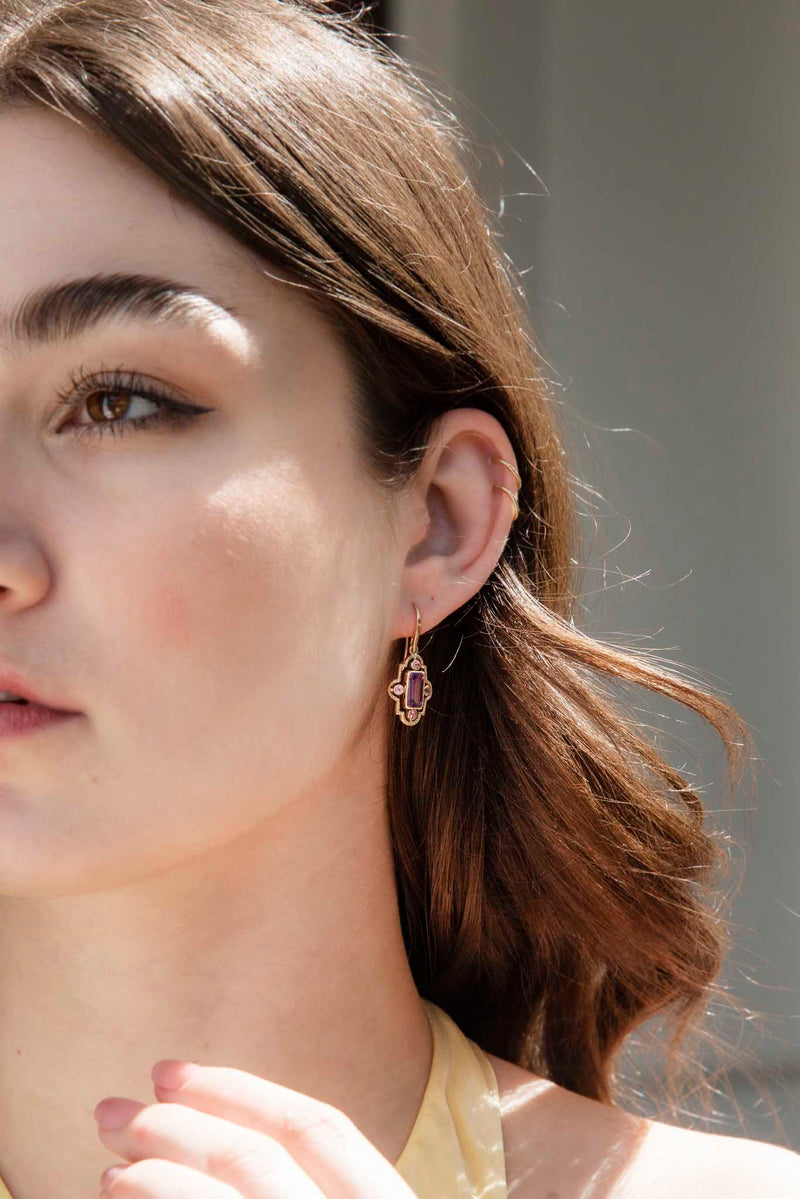 Iris Tourmaline & Amethyst Drop Style 9ct Gold Earrings* DRAFT Earrings Imperial Jewellery 
