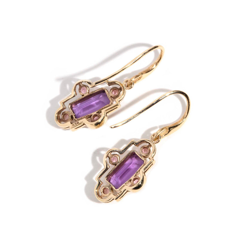 Iris Tourmaline & Amethyst Drop Style 9ct Gold Earrings* DRAFT Earrings Imperial Jewellery 