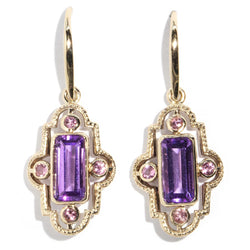 Iris Tourmaline & Amethyst Drop Style 9ct Gold Earrings Earrings Imperial Jewellery Imperial Jewellery - Hamilton 