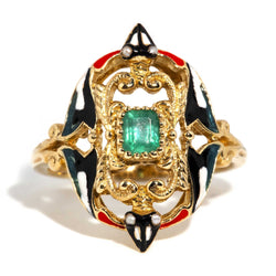 Isabella Emerald & Enamel Ring 9ct Gold Rings Imperial Jewellery Imperial Jewellery - Hamilton 