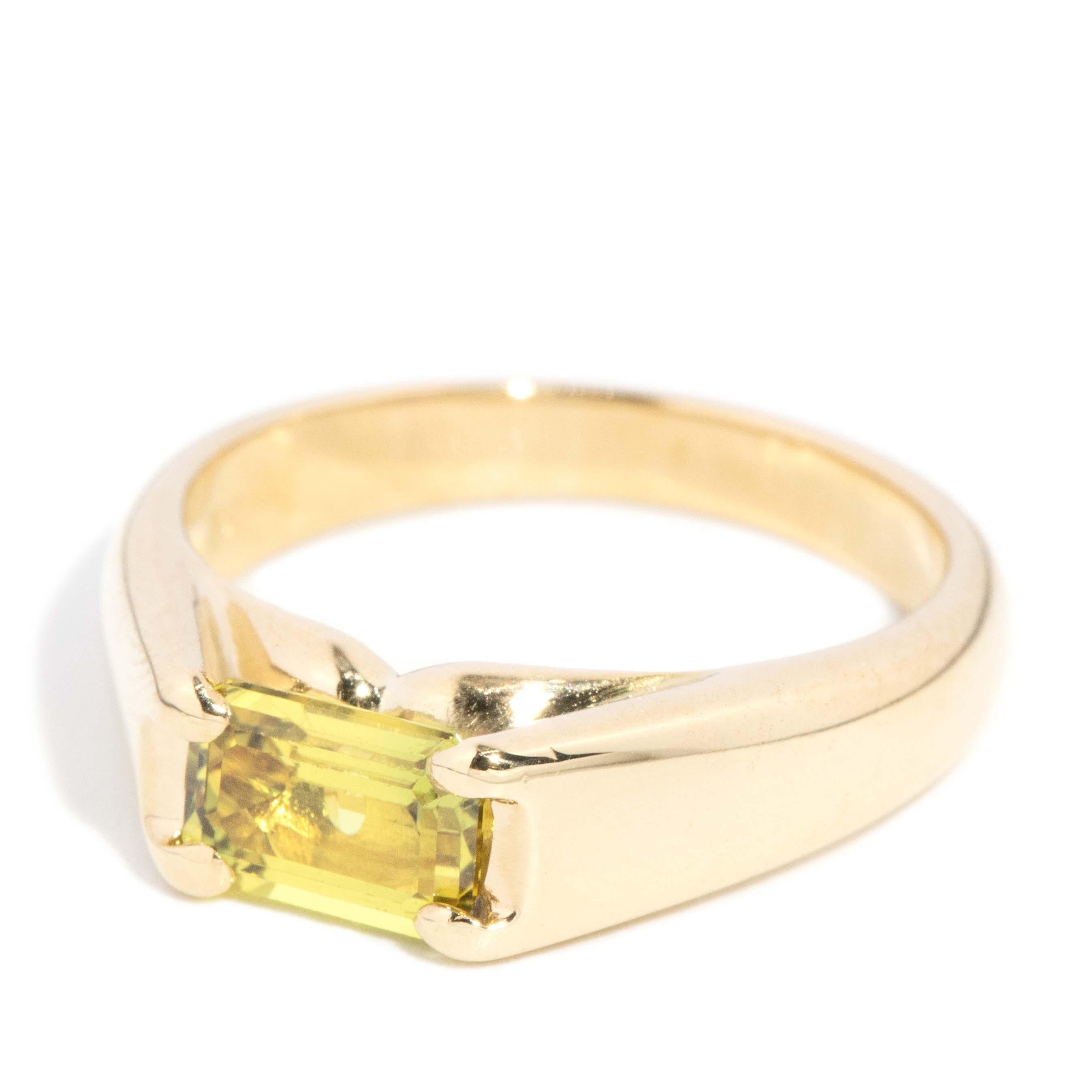Vintage Circa 1990s Yellow Sapphire Ring 18 Carat Yellow Gold