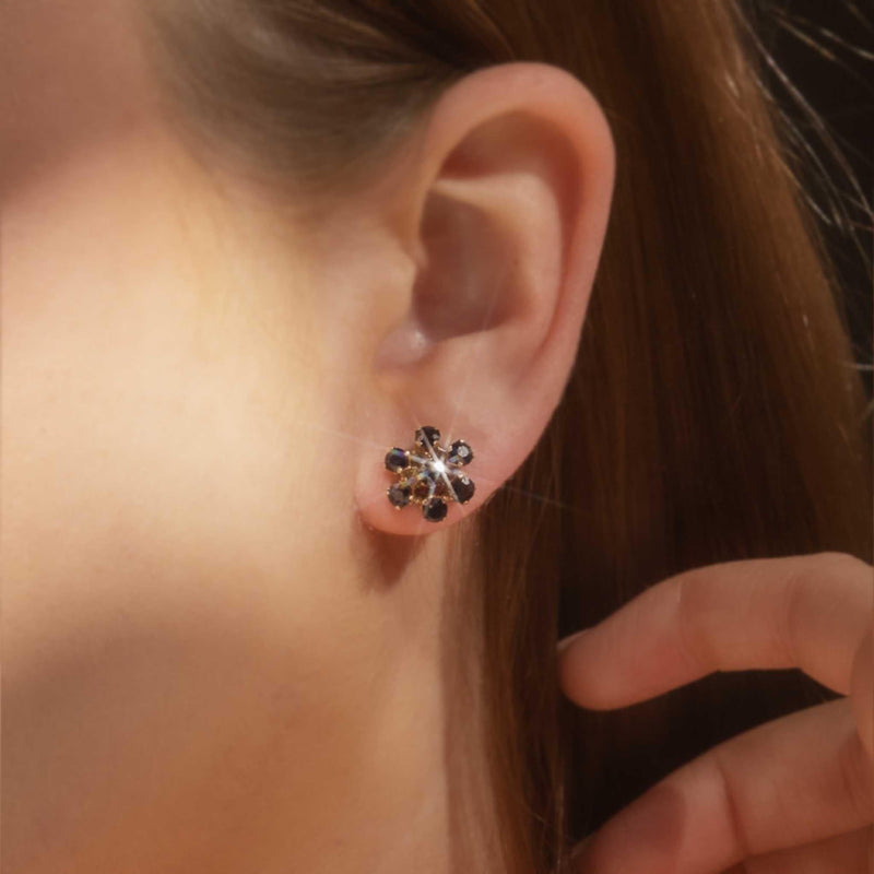 Ivanka 1980s Sapphire Cluster Studs 18ct Gold