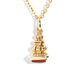 Jacinda 19th Century Carnelian Seal Pendant & Chain 9ct Gold Pendants/Necklaces Imperial Jewellery Imperial Jewellery - Hamilton 
