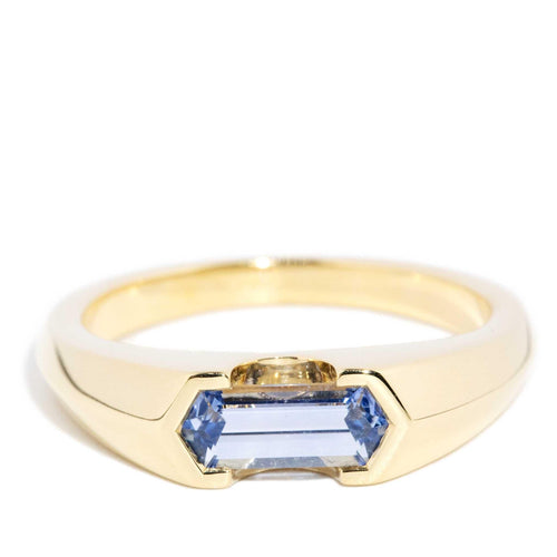 Jacinthe Blue Sapphire Knife Edge Ring 18K Yellow Gold