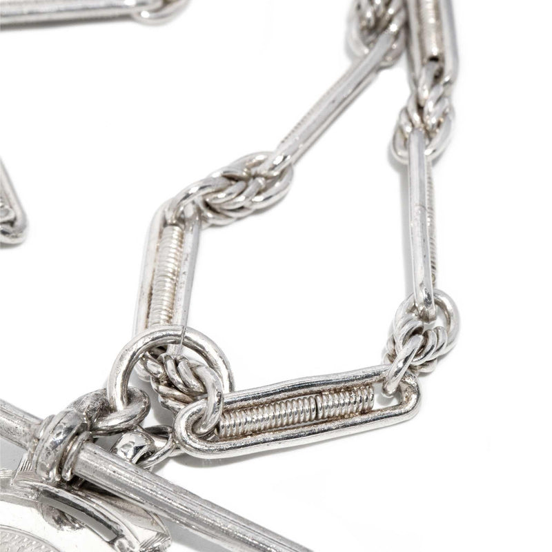 Vintage 1927 Sterling Silver Award Pendant & Toggle Bar Chain