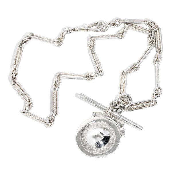 Vintage 1927 Sterling Silver Award Pendant & Toggle Bar Chain