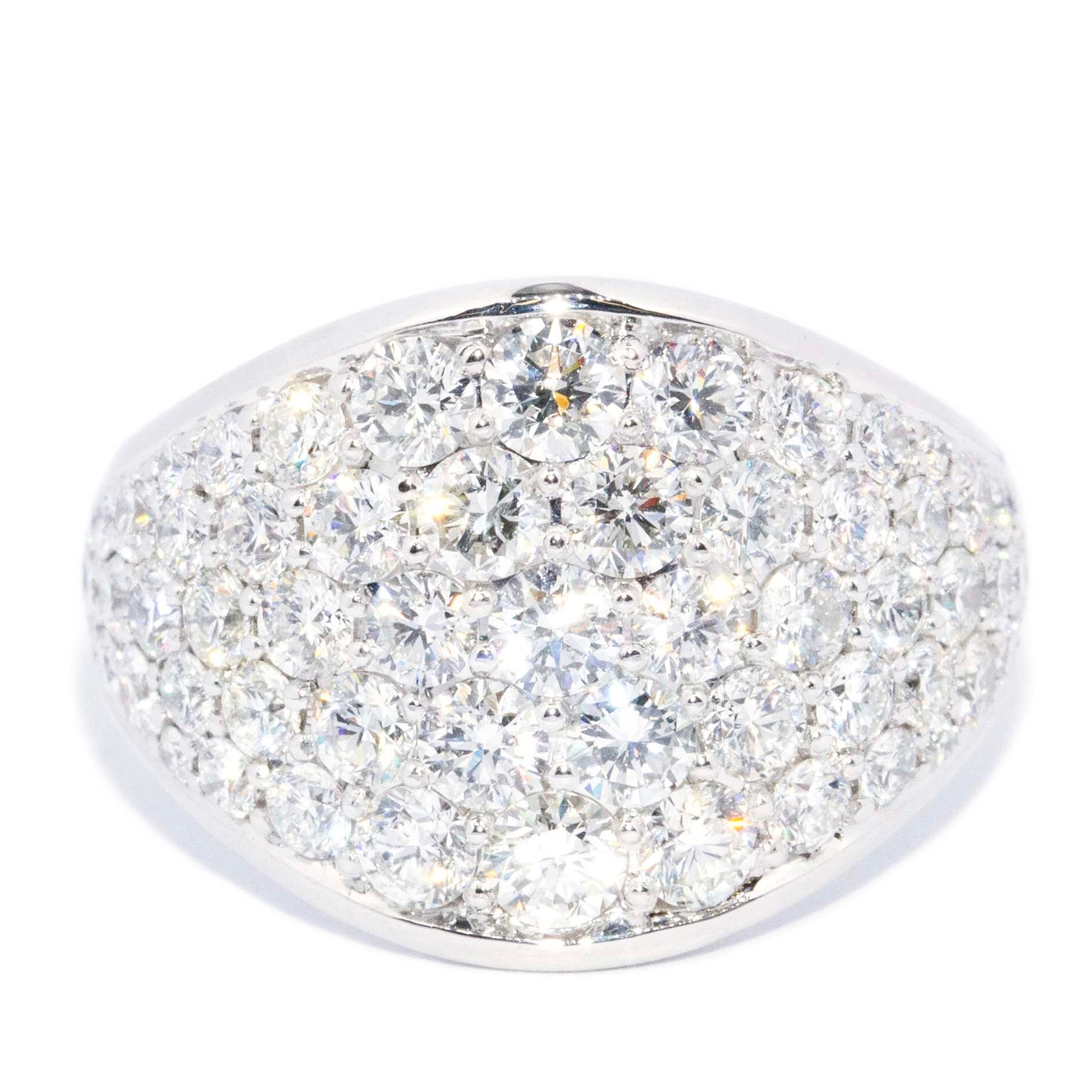 Janey Domed Diamond Cluster Ring 18ct White Gold Rings Imperial Jewellery 