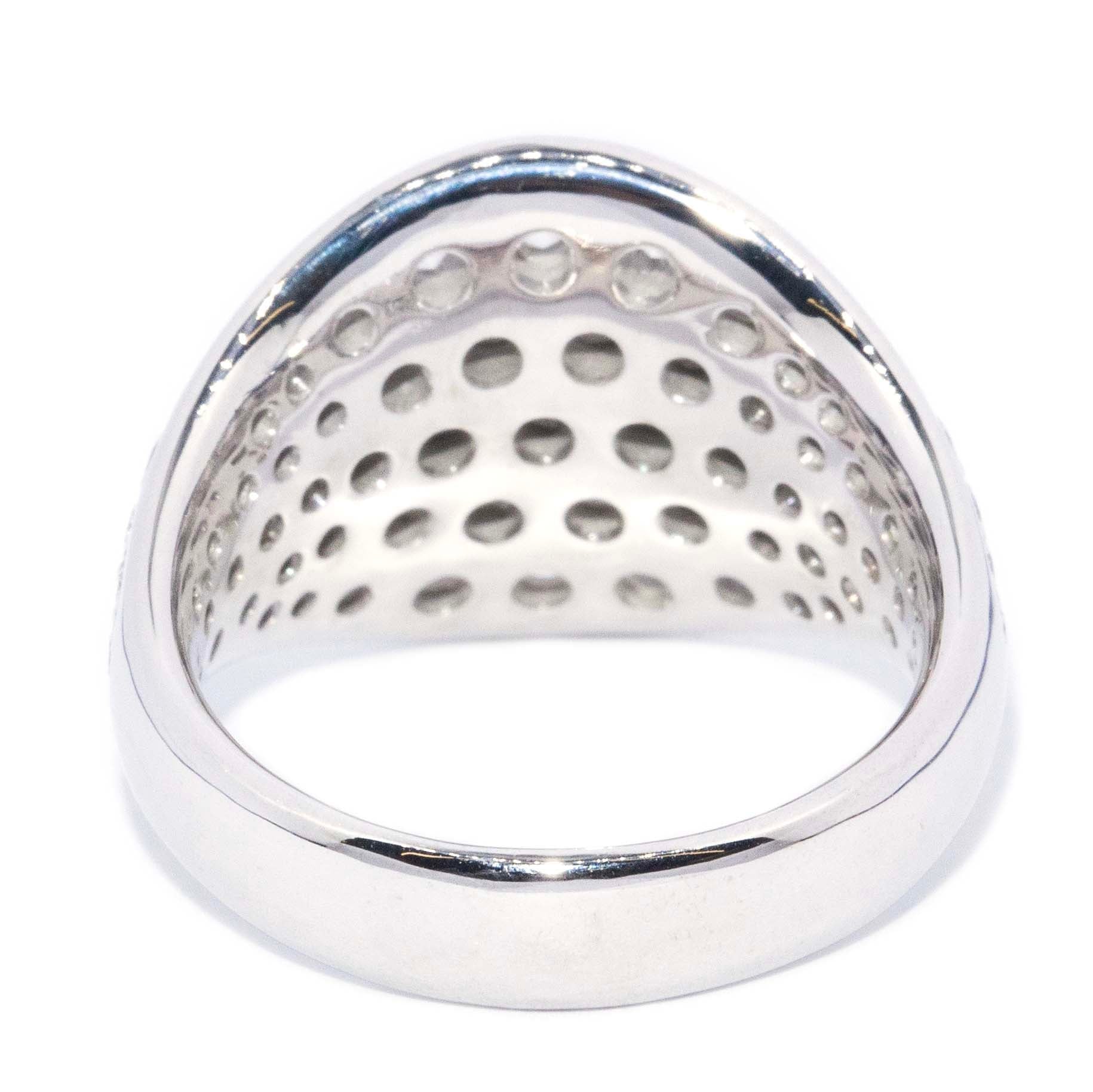 Janey Domed Diamond Cluster Ring 18ct White Gold Rings Imperial Jewellery 