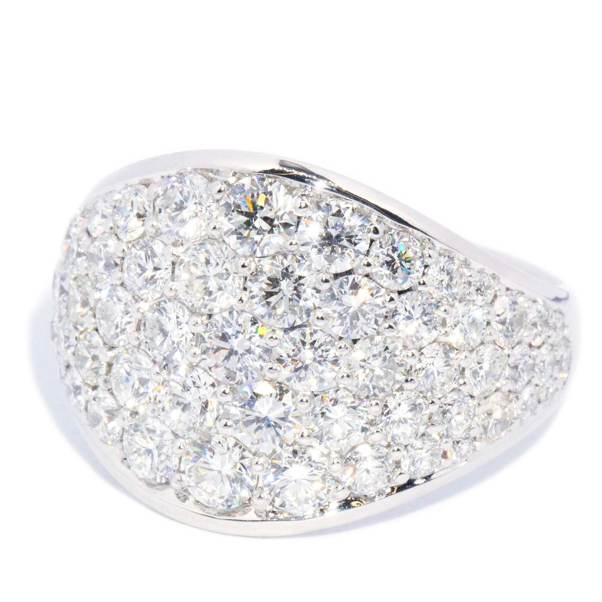 Janey Domed Diamond Cluster Ring 18ct White Gold Rings Imperial Jewellery 
