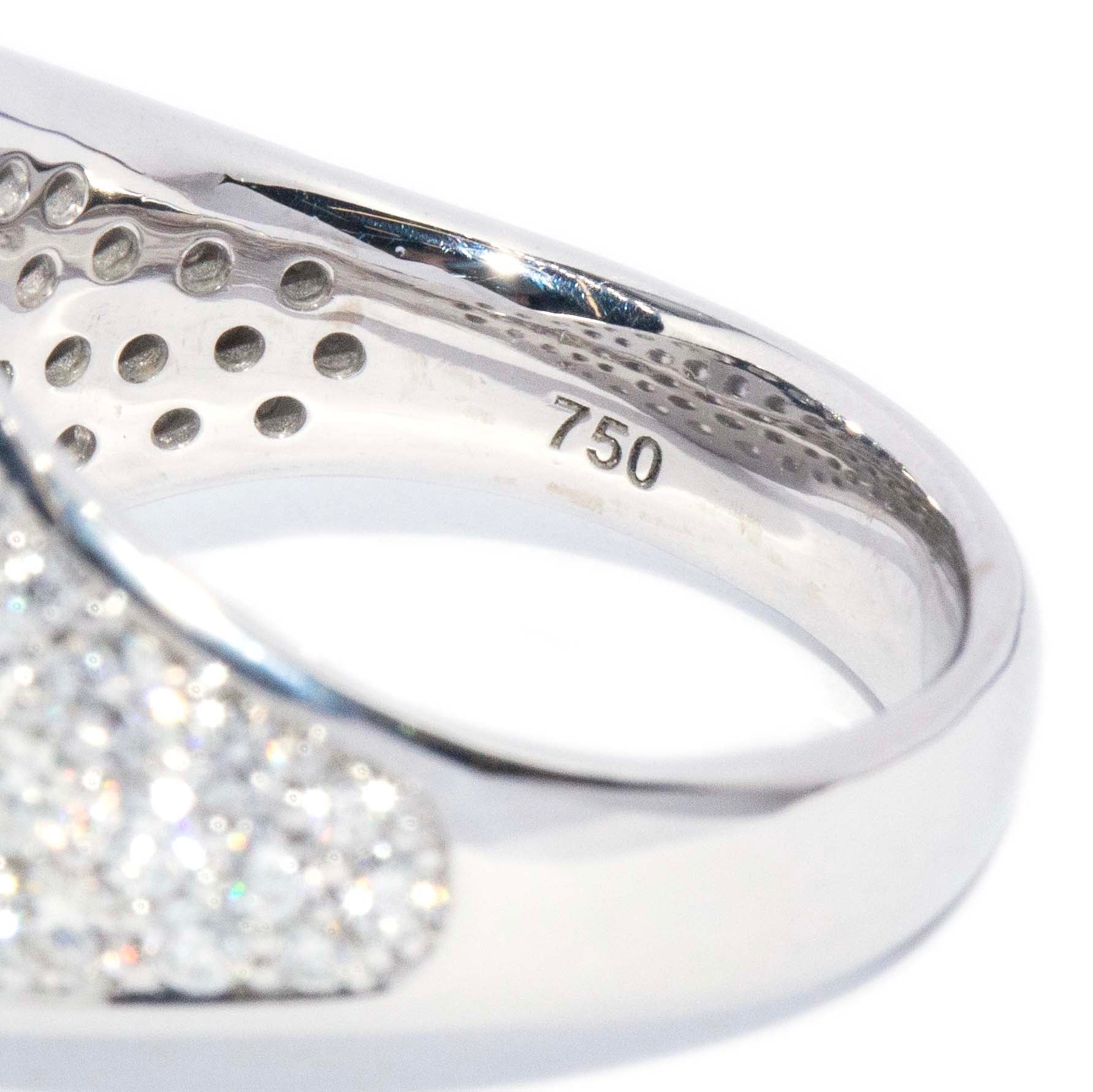 Janey Domed Diamond Cluster Ring 18ct White Gold Rings Imperial Jewellery 