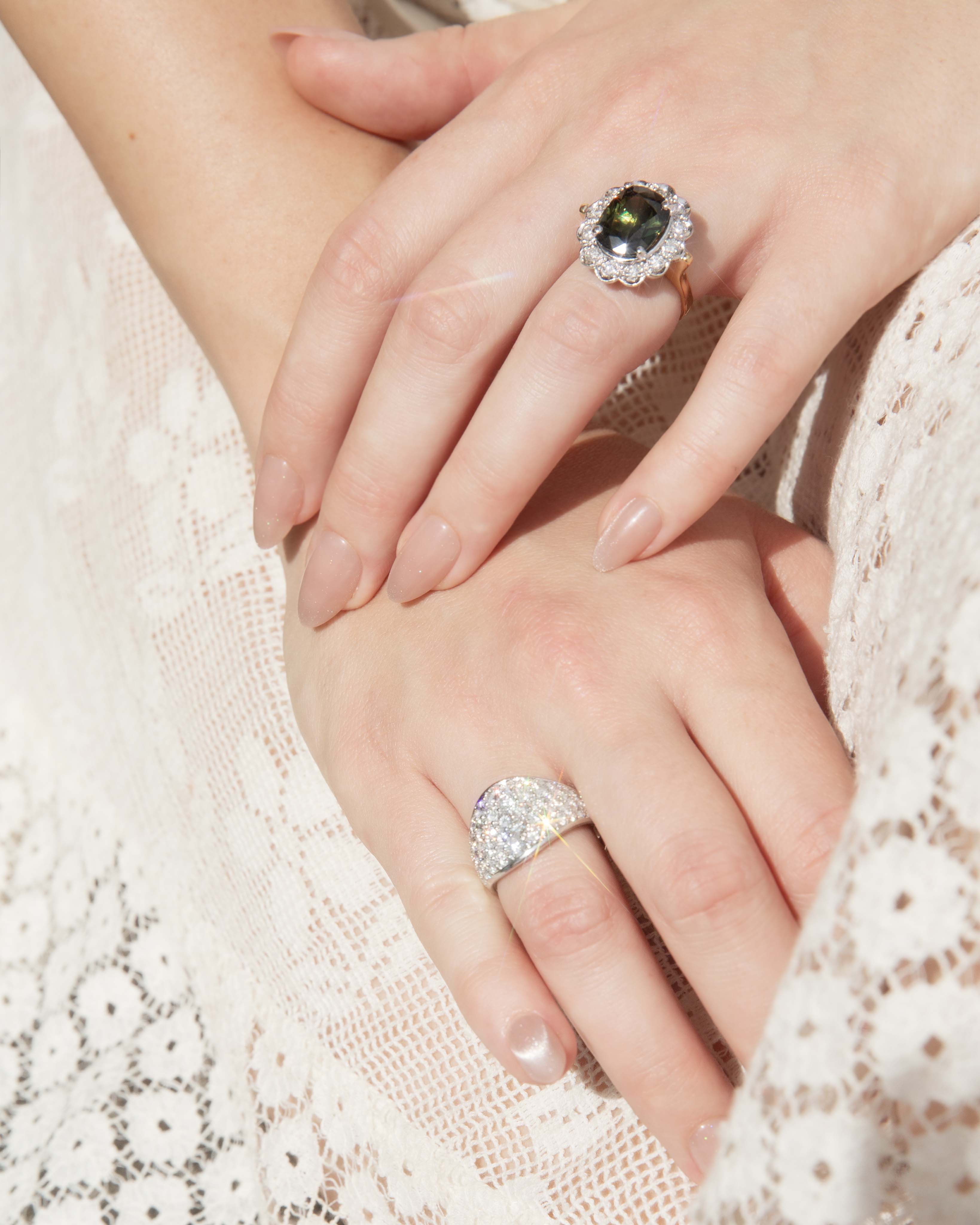 Janey Domed Diamond Cluster Ring 18ct White Gold Rings Imperial Jewellery 