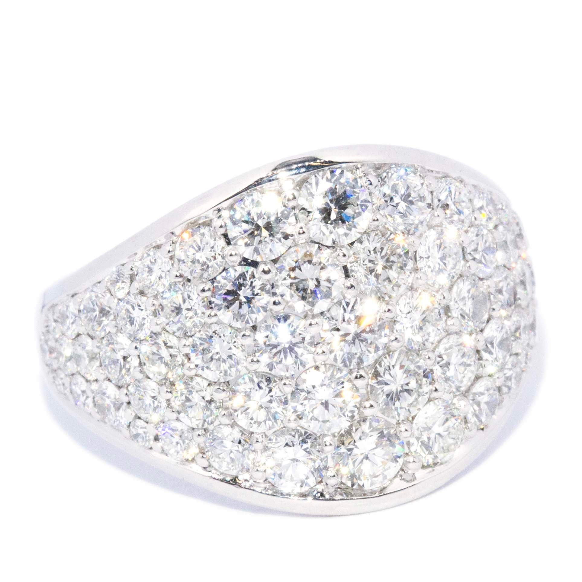 Janey Domed Diamond Cluster Ring 18ct White Gold Rings Imperial Jewellery 
