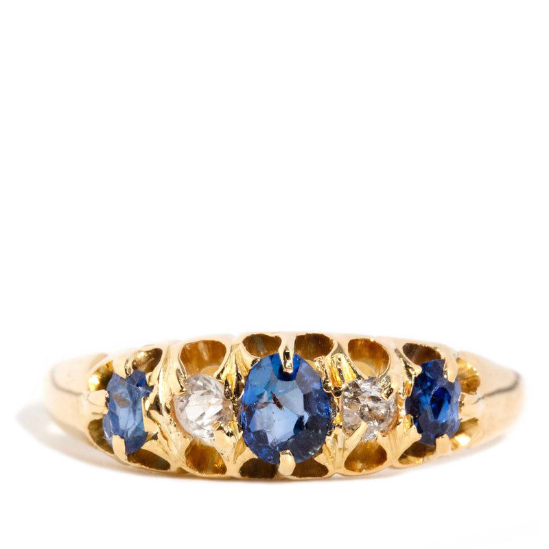 Janice 1897 Sapphire & Diamond London Bridge Ring 18ct Gold Rings Imperial Jewellery Imperial Jewellery - Hamilton 