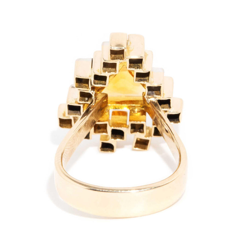 Janice 1970s Retro Citrine & Diamond Cluster Ring 18ct Gold