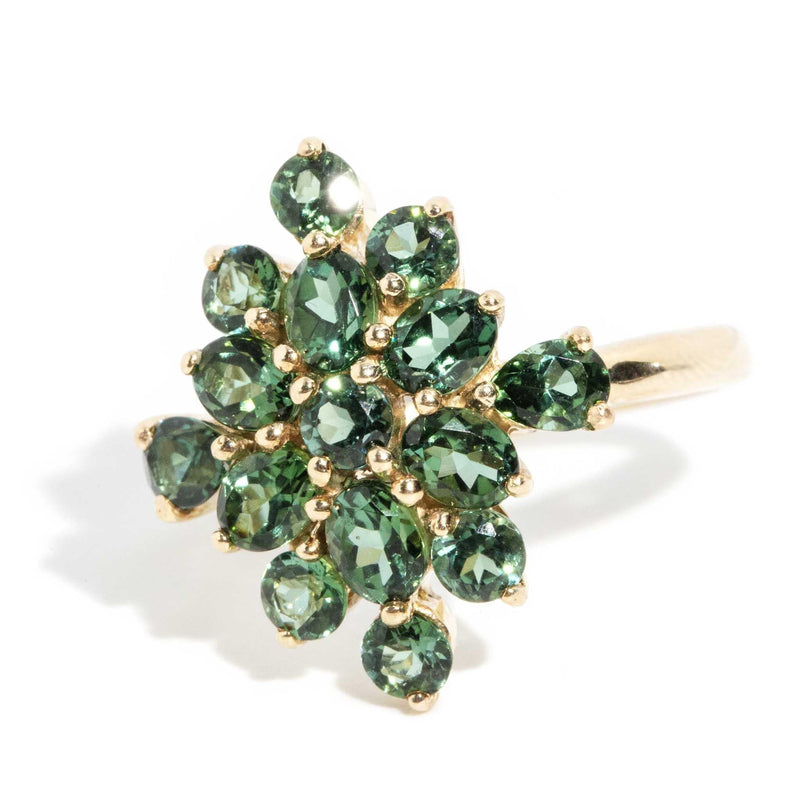 Jasmine 1980s Tourmaline Cluster Ring 9ct Gold