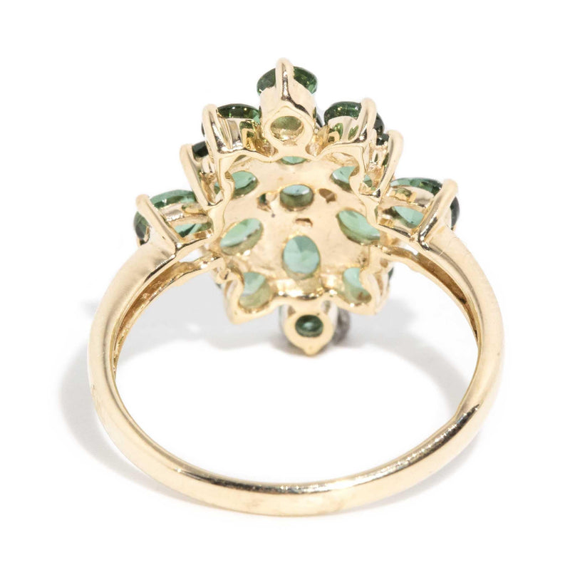 Jasmine 1980s Tourmaline Cluster Ring 9ct Gold