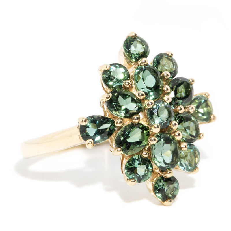 Jasmine 1980s Tourmaline Cluster Ring 9ct Gold