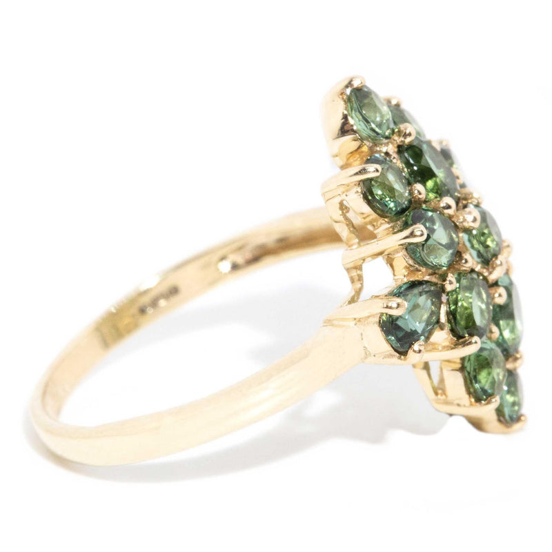 Jasmine 1980s Tourmaline Cluster Ring 9ct Gold