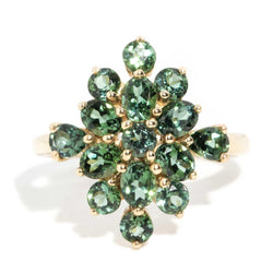 Jasmine 1980s Tourmaline Cluster Ring 9ct Gold