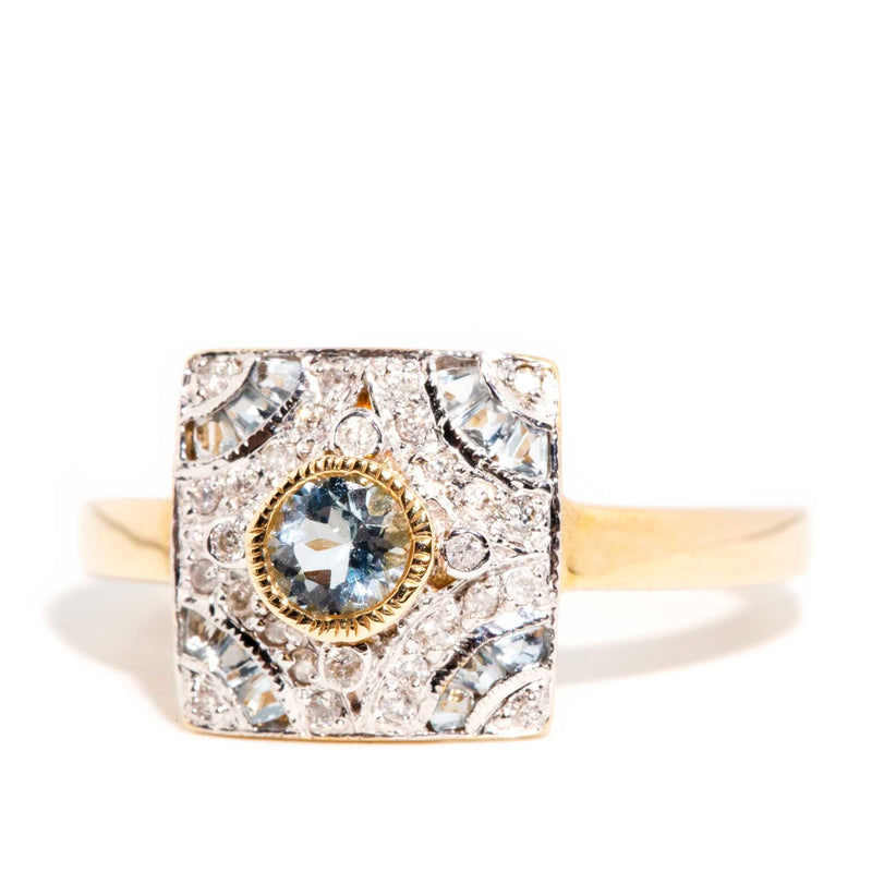 Jayne Aquamarine & Diamond Cluster Ring 9 Carat Gold* DRAFT Rings Imperial Jewellery 