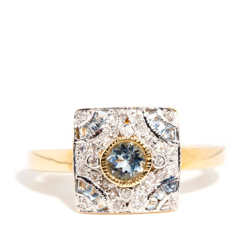 Jayne Aquamarine & Diamond Cluster Ring 9 Carat Gold* DRAFT Rings Imperial Jewellery Imperial Jewellery - Hamilton 
