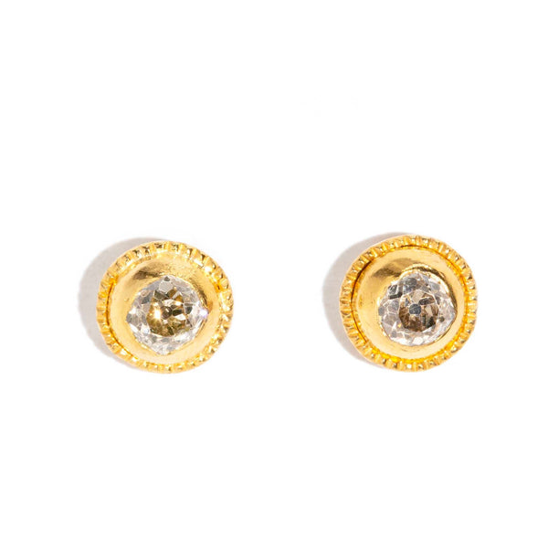 Jazz 1970s 0.70ct Old Cut Diamond Studs 18ct Gold Earrings Imperial Jewellery 