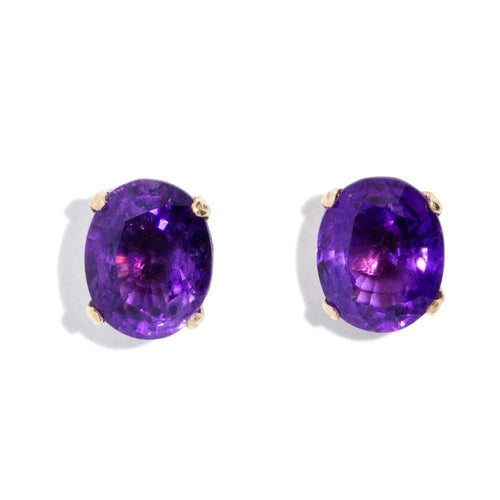 Jemma Vivid Amethyst Stud Earrings 18K Yellow Gold
