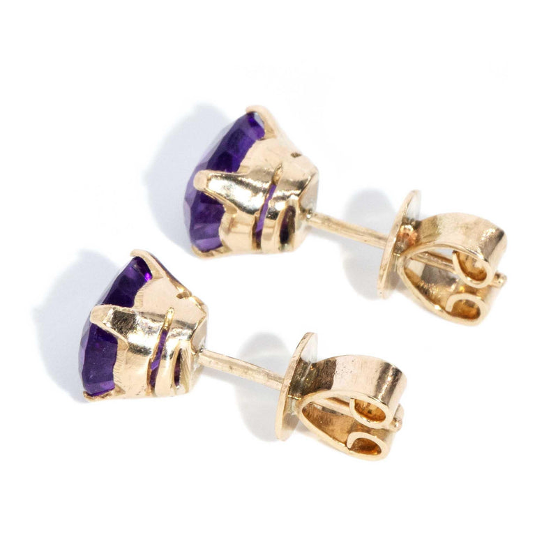 Jemma 1990s Amethyst Stud Earrings 18ct Gold