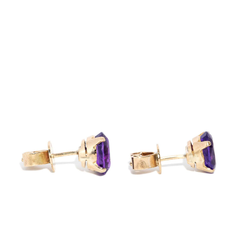 Jemma 1990s Amethyst Stud Earrings 18ct Gold