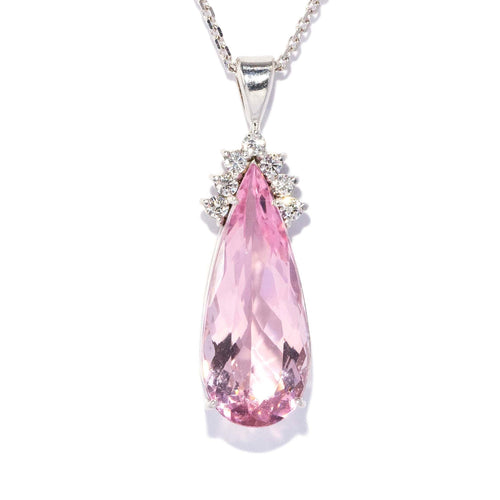 Jenna Pink Morganite & Diamond Pendant 18K White Gold