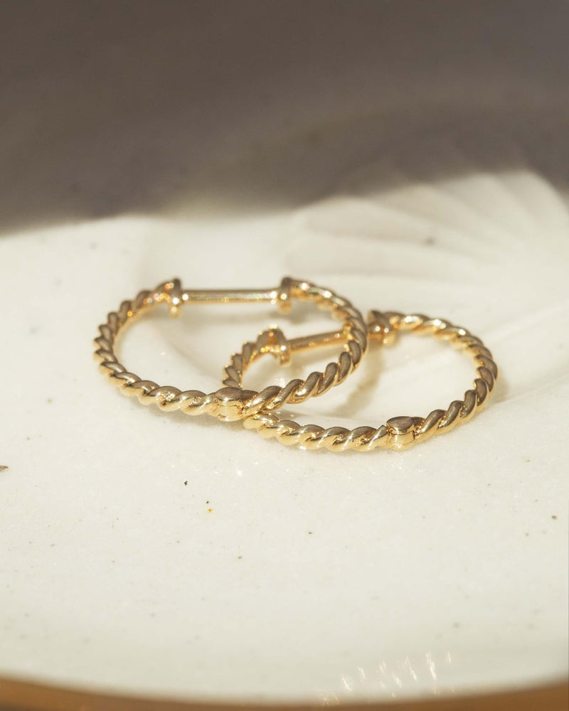 Vintage Circa 1990s Twisted Rope Hoop Earrings 9 Carat Gold