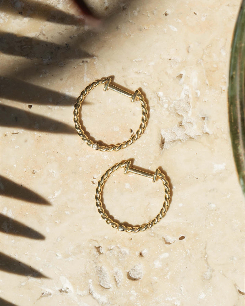 Vintage Circa 1990s Twisted Rope Hoop Earrings 9 Carat Gold