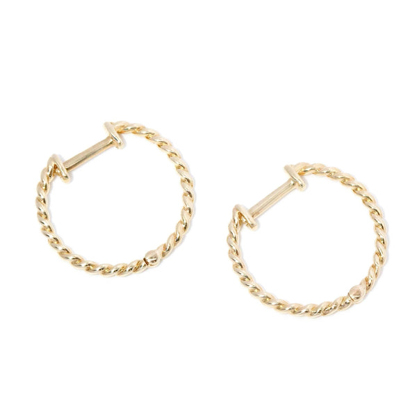 Vintage Circa 1990s Twisted Rope Hoop Earrings 9 Carat Gold