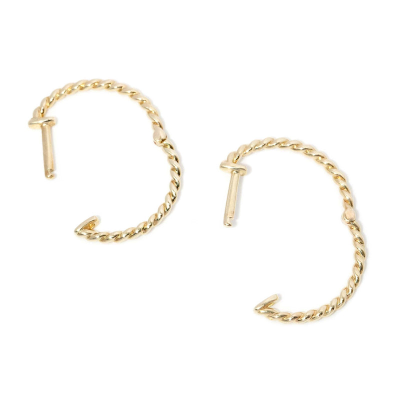 Vintage Circa 1990s Twisted Rope Hoop Earrings 9 Carat Gold