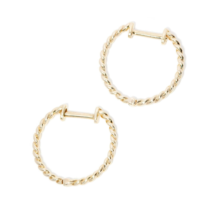 Vintage Circa 1990s Twisted Rope Hoop Earrings 9 Carat Gold