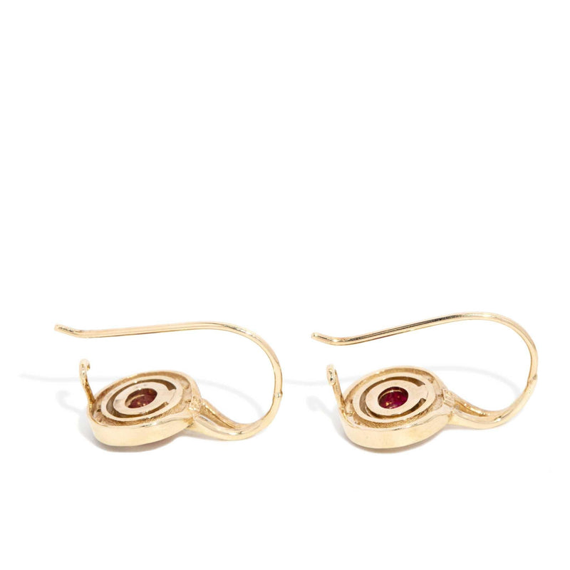 Vintage Circa 1990s Ruby & Diamond Earrings 9 Carat Yellow Gold