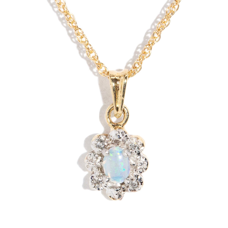 Jessalyn Crystal Opal & Diamond 9ct Gold Pendant & 10ct Chain Pendants/Necklaces Imperial Jewellery Imperial Jewellery - Hamilton 