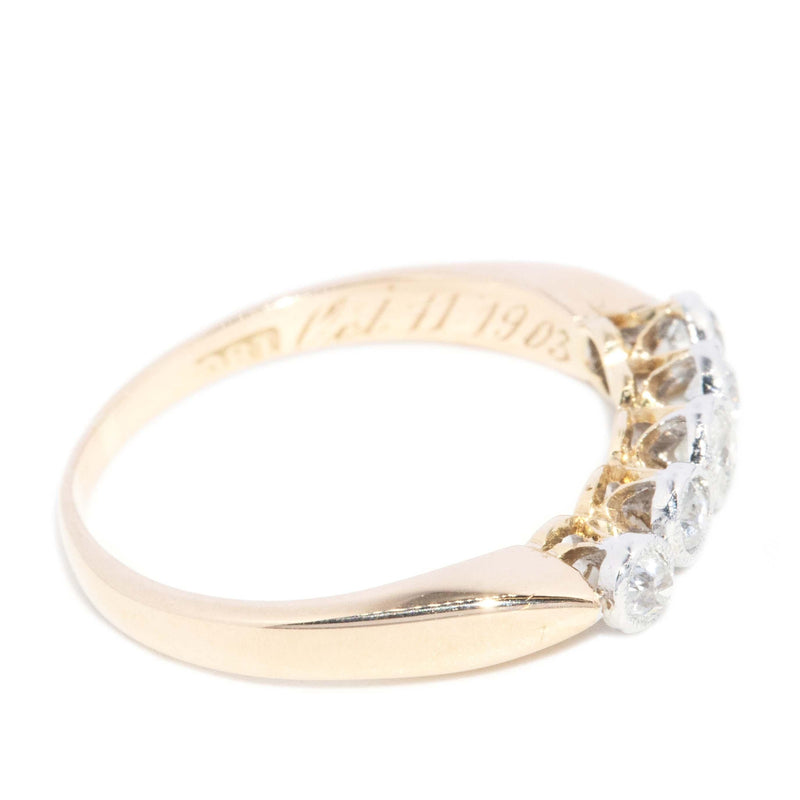 Antique Edwardian Diamond Five Stone Eternity Ring 18 Carat Gold