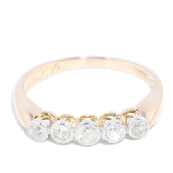 Antique Edwardian Diamond Five Stone Eternity Ring 18 Carat Gold