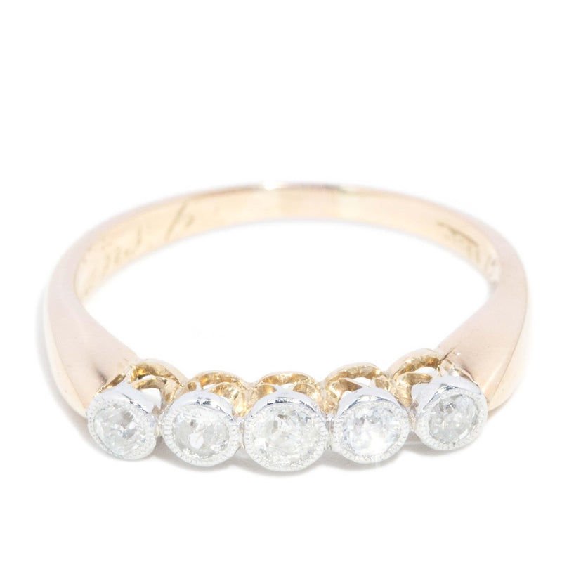 Antique Edwardian Diamond Five Stone Eternity Ring 18 Carat Gold