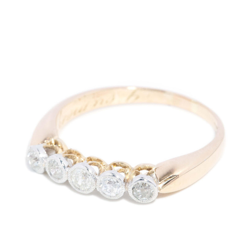Antique Edwardian Diamond Five Stone Eternity Ring 18 Carat Gold