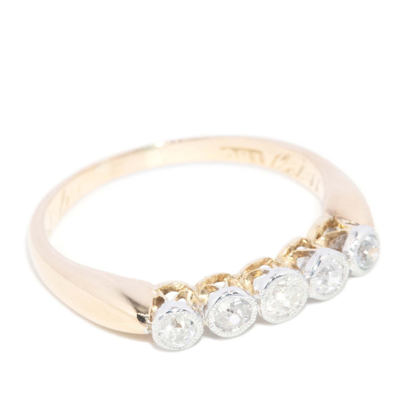 Antique Edwardian Diamond Five Stone Eternity Ring 18 Carat Gold