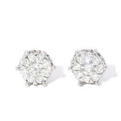 Contemporary Cluster Diamond Studs 18 Carat Yellow Gold