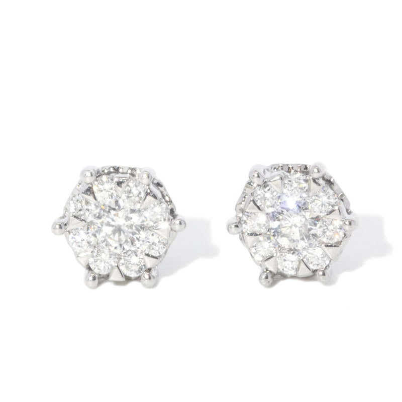 Contemporary Cluster Diamond Studs 18 Carat Yellow Gold