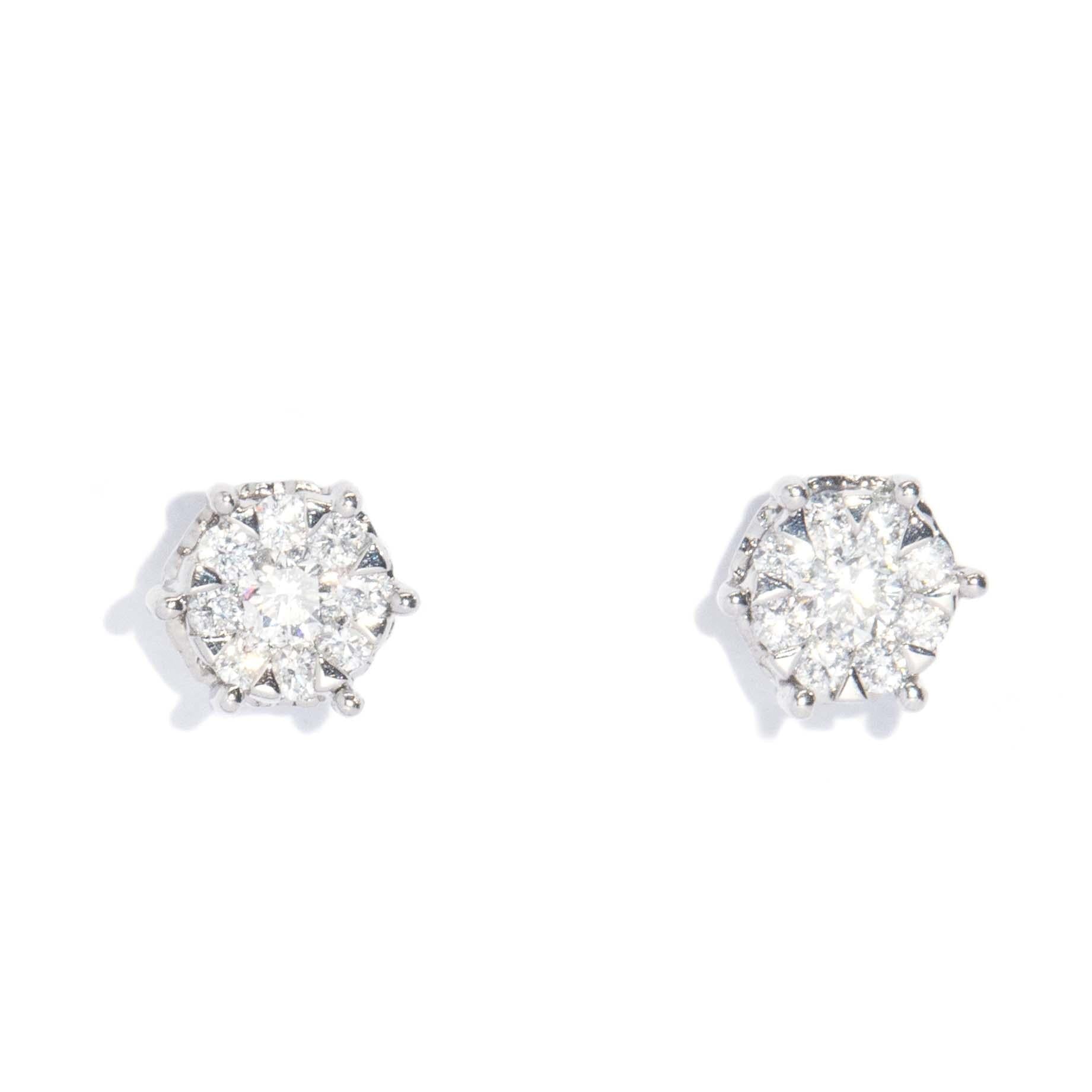 Contemporary Cluster Diamond Studs 18 Carat Yellow Gold