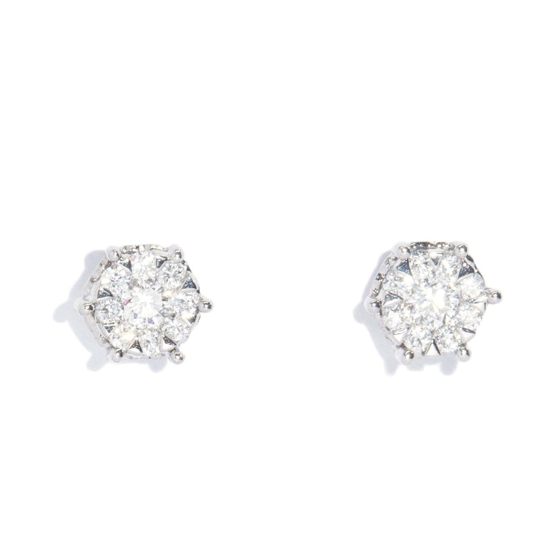 Contemporary Cluster Diamond Studs 18 Carat Yellow Gold