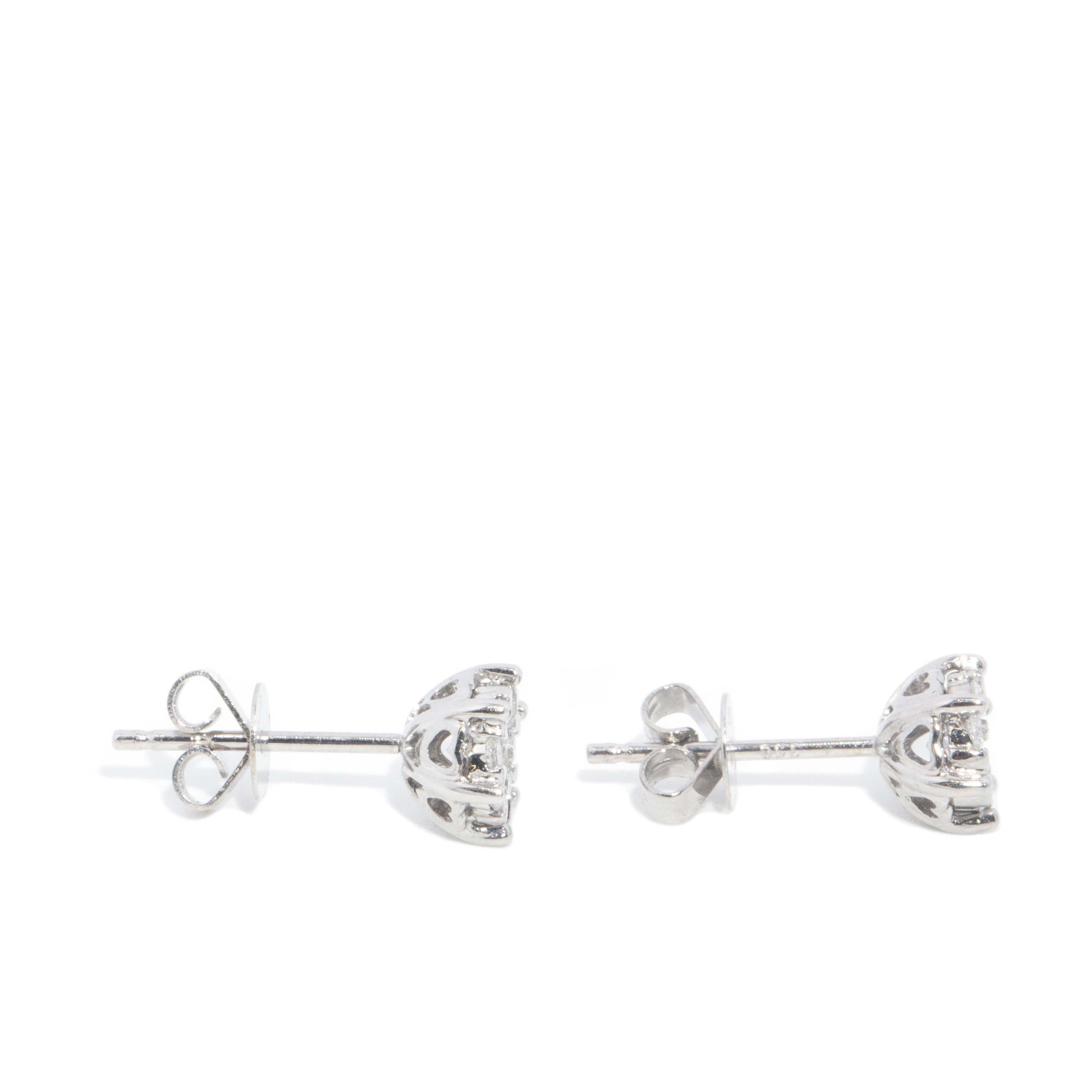 Contemporary Cluster Diamond Studs 18 Carat Yellow Gold