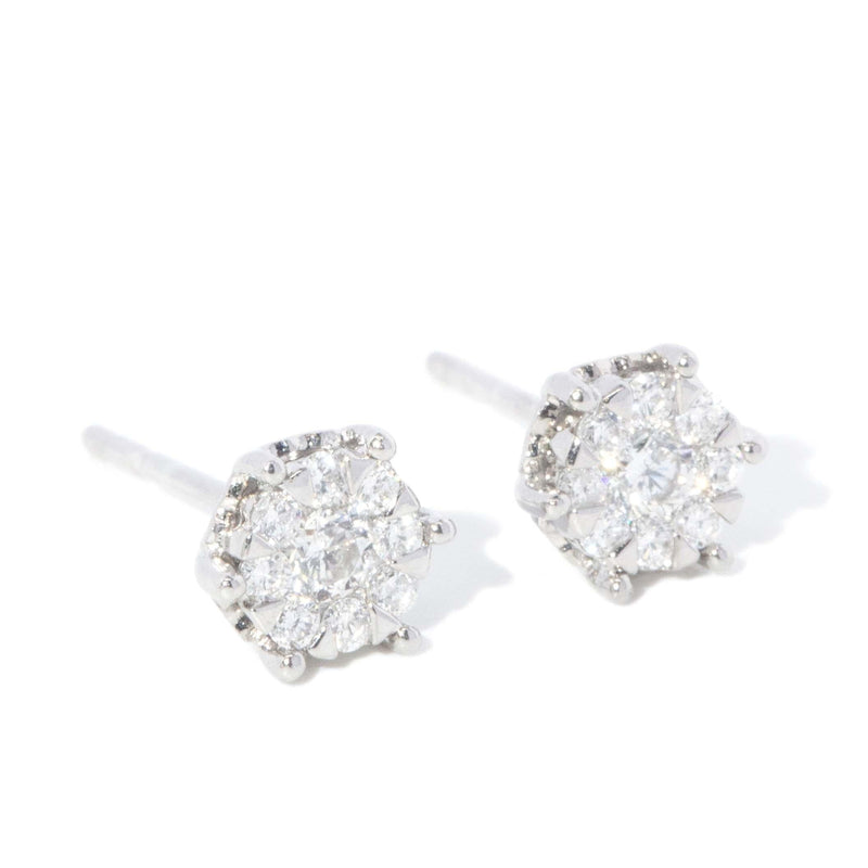 Contemporary Cluster Diamond Studs 18 Carat Yellow Gold
