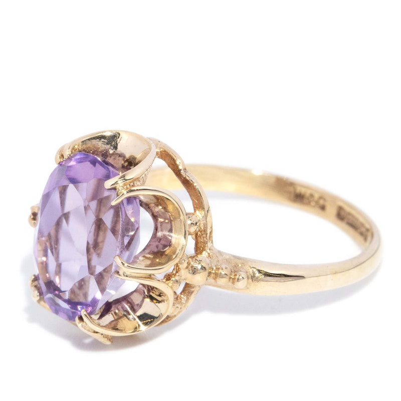 Vintage Circa 1970s Amethyst Ring 9 Carat Yellow Gold